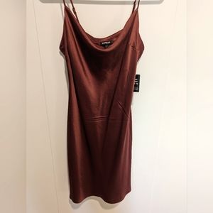 Express cowl next satin knee length slip dress